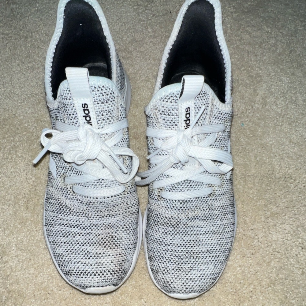 Adidas Cloudfoam Pure Women Running Shoes White Black Knit DB0695 Size 7
